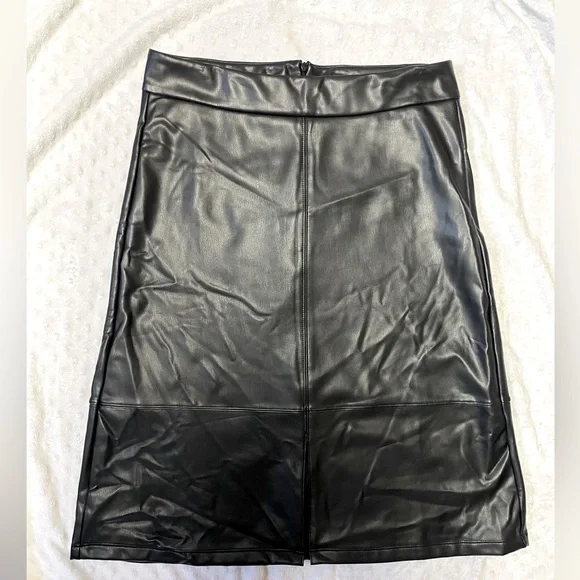 SCULPT*HER by NYDJ Faux Leather A Line Skirt - Picture 9 of 15